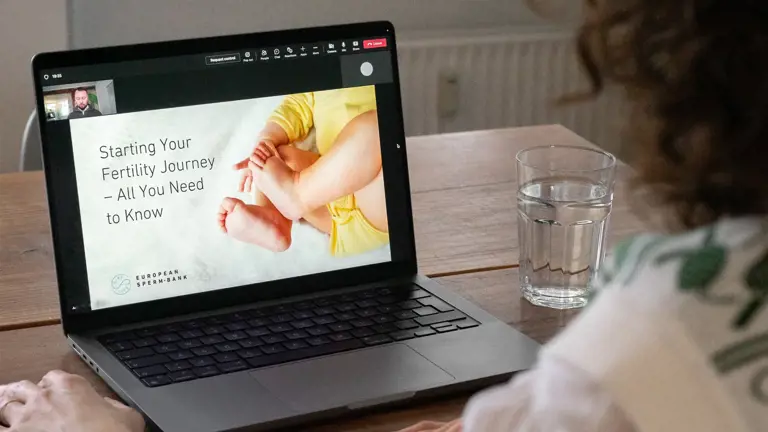 Women watching a webinar about donor sperm and fertility treatment